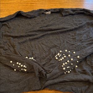 Zara Black Knitted Top With Pearl Beading